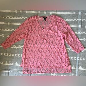 Alfani Pink Diamond Pattern Swim Coverup or Casual Top, Size XL